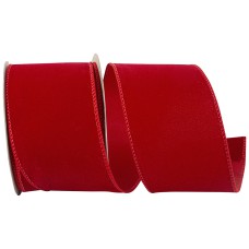 2.5 Inch Medium Red Velvet OUTDOOR Wired Ribbon With Red Edges, 10 Yard Spool (1 Spool) SALE ITEM